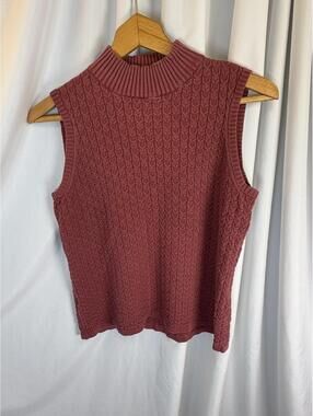 Tommy Bahama Sweater Vest Cable Knit Womens Sleeveless Ladies Silk Blend S Rust